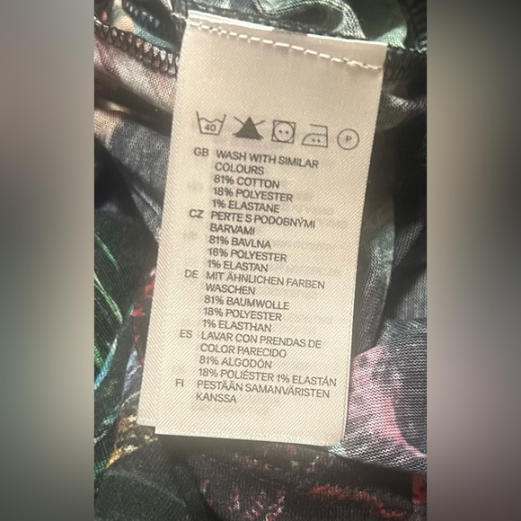 💫H&M Leaf Print SeeTrough Basic Women Short Sleeved Tie-hem up Cropped Tank Top - Picture 7 of 7